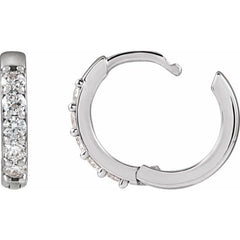 Platinum 1/4 CTW Lab-Grown Diamond Hinged 12.5 mm Hoop Earrings