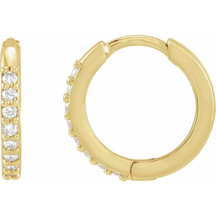 14K Rose Gold 1/6 CTW Lab-Grown Diamond Hinged 10 mm Hoop Earrings