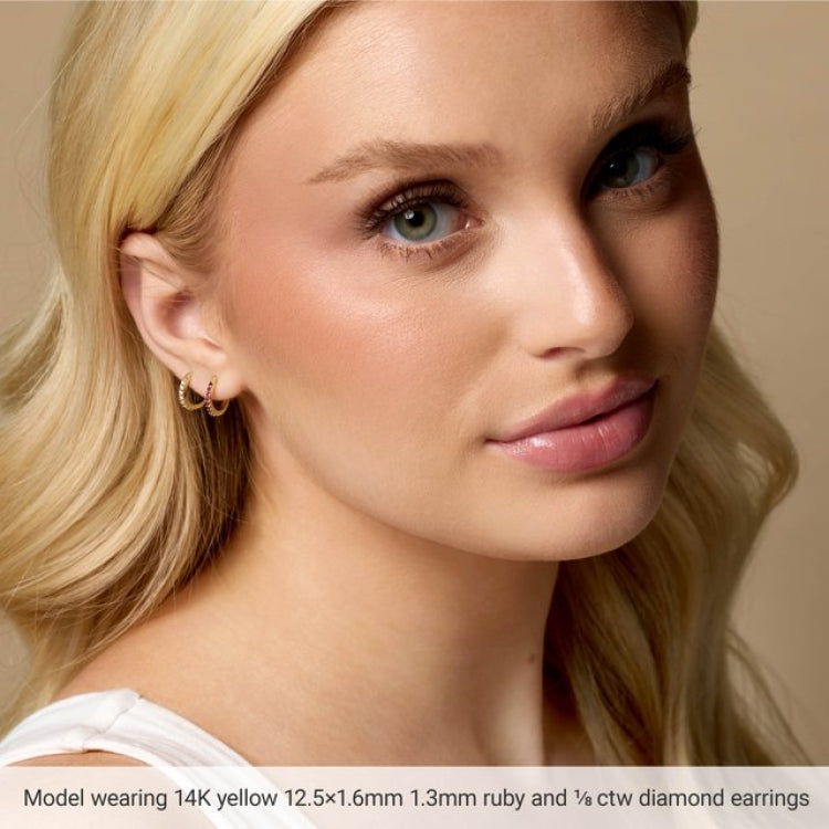 14K Rose Gold 1/6 CTW Lab-Grown Diamond Hinged 10 mm Hoop Earrings
