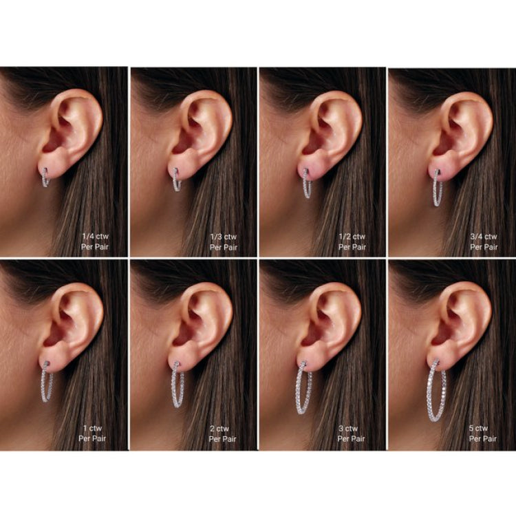 14K Yellow Gold 3/4 CTW Natural Diamond Inside-Outside 23 mm Hinged Hoop Earrings