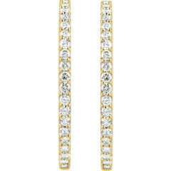 14K Yellow Gold 5 CTW Natural Diamond Inside-Outside 41.5 mm Hinged Hoop Earrings