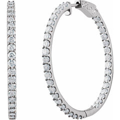 Platinum 5 CTW Natural Diamond Inside-Outside 41.5 mm Hinged Hoop Earrings