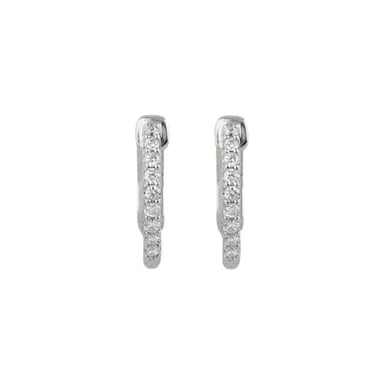 Platinum 1/4 CTW Natural Diamond Inside-Outside 14.5 mm Hinged Hoop Earrings