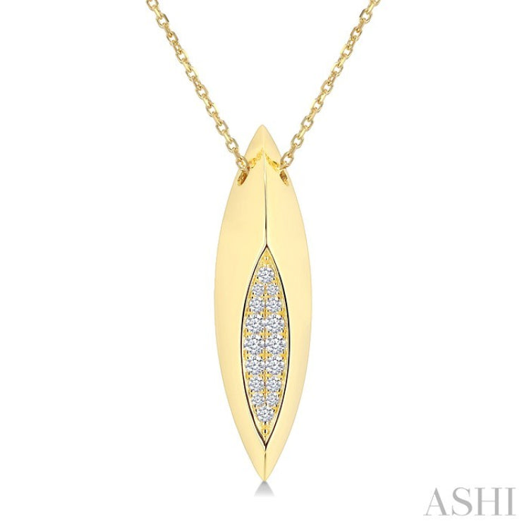 1/10 Ctw Marquise Shape Round Cut Diamond Fashion Pendant in 14K Yellow Gold