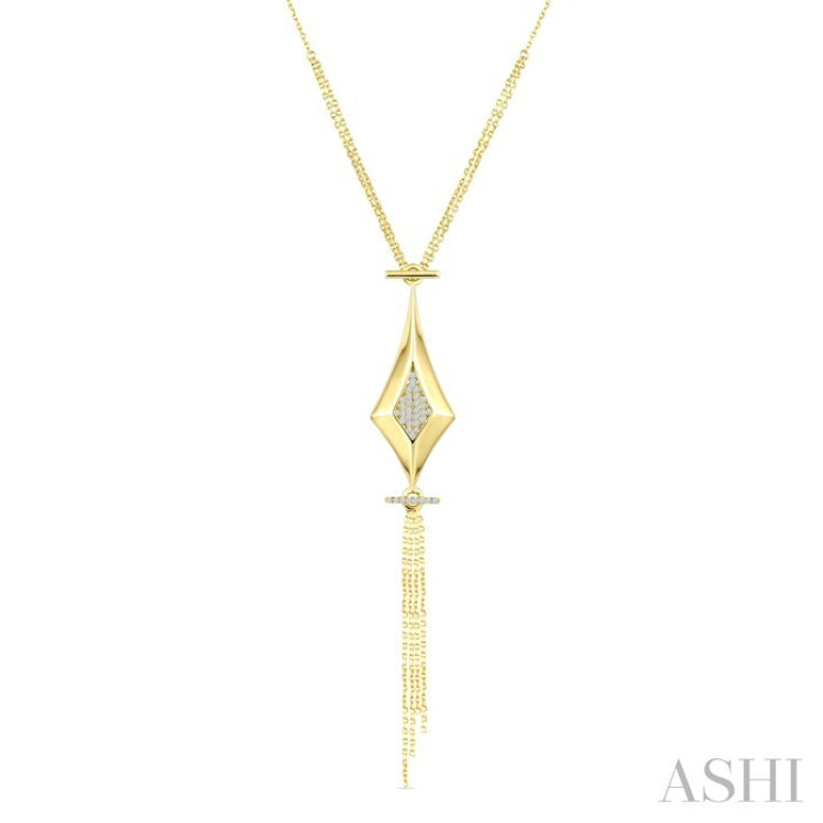 1/8 Ctw Chain Drop Round Cut Diamond Fashion Pendant in 14K Yellow Gold