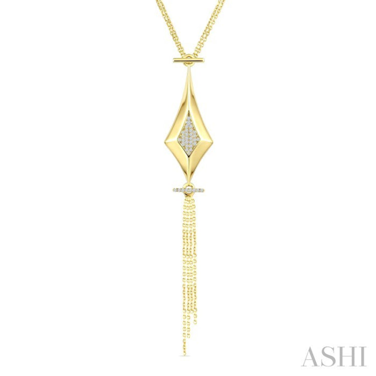 1/8 Ctw Chain Drop Round Cut Diamond Fashion Pendant in 14K Yellow Gold