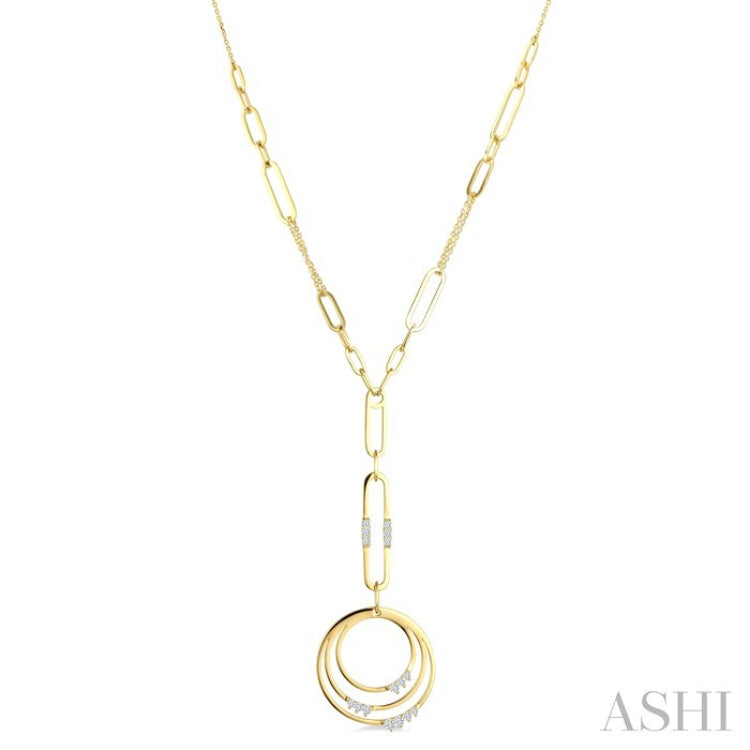 1/3 Ctw Paperclip Round Cut Diamond Circle Fashion Necklace in 14K Yellow Gold