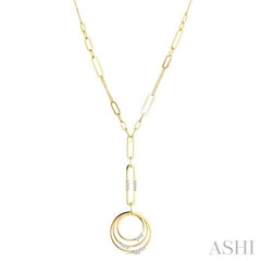1/3 Ctw Paperclip Round Cut Diamond Circle Fashion Necklace in 14K Yellow Gold