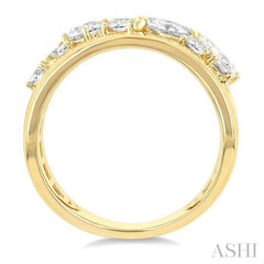 1 1/2 Ctw Asymmetric Split Mixed Diamond Cut Fashion Wide Band in 14K Yellow Gold
