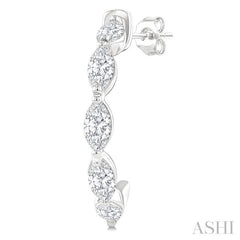 3/4 Ctw Marquise Cut Diamond Fashion Half Hoop Earrings in 14K White Gold