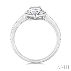 6X4 MM Oval Shape White Topaz and 1/50 Ctw Round Cut Diamond Semi-Precious Ring in Sterling Silver