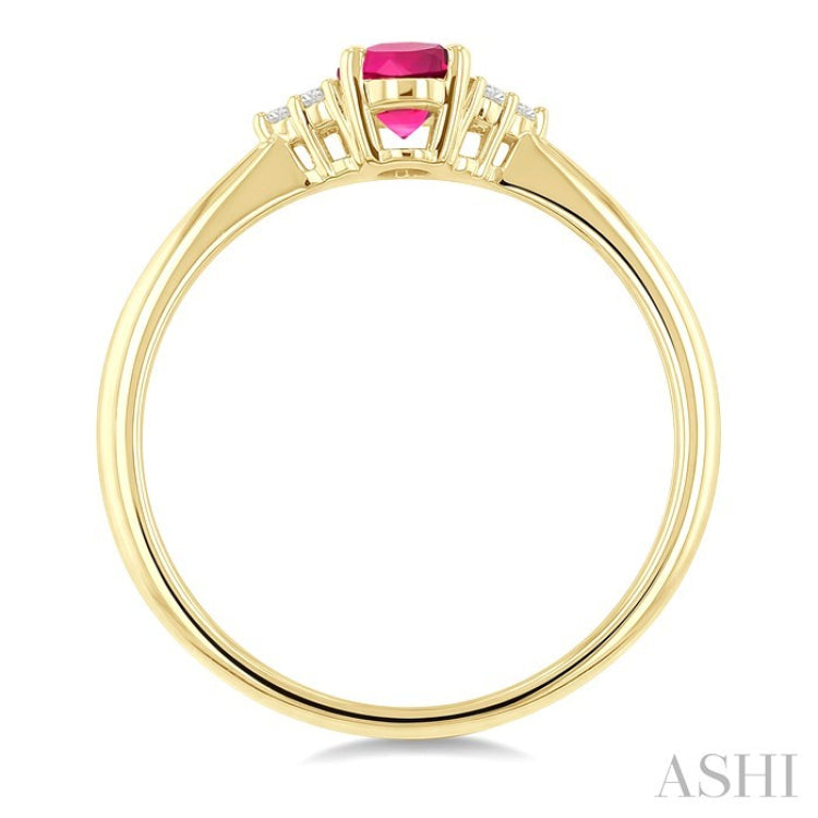 1/20 Ctw Oval Cut 6X4 MM Pink Tourmaline and Round Cut Diamond semi-precious Ring in 10K Yellow Gold