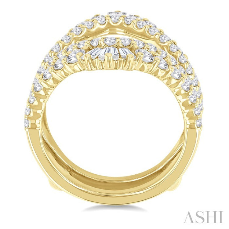 2 Ctw Baguette and Round Cut Diamond Insert Ring in 14K Yellow Gold