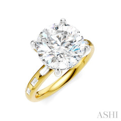 1/3 Ctw Akari Circular Shape, Baguette and Round Cut Diamond Semi Mount Engagement Ring in 14K Yellow and White Gold