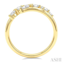 1 1/4 Ctw Slanted Split Mixed Diamond Cut Fashion Wide Band in 14K Yellow Gold