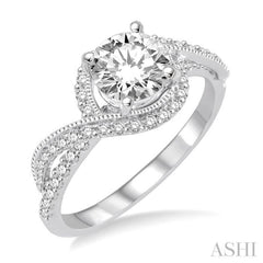 1/3 Ctw Round Cut Diamond Semi-Mount Engagement Ring in 14K White Gold