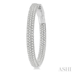1 Ctw Close Knit Round Cut Diamond Hoop Earrings in 14K White Gold