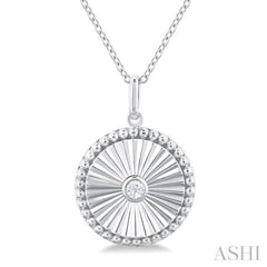 1/20 Ctw Round fluted medallion Round Cut Diamond Pirouette Pendant With Chain in 10K White Gold