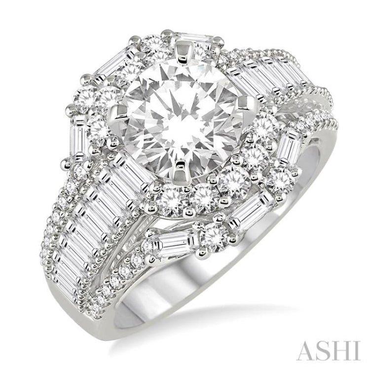 1 7/8 Ctw Diamond Semi-Mount Engagement Ring in 14K White Gold