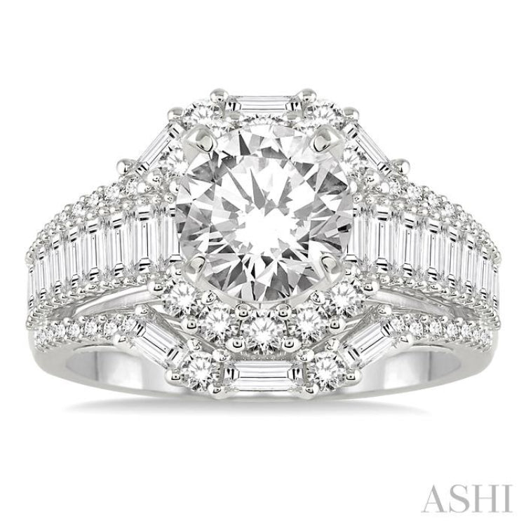 1 7/8 Ctw Diamond Semi-Mount Engagement Ring in 14K White Gold
