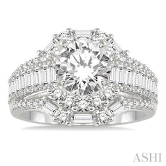 1 7/8 Ctw Diamond Semi-Mount Engagement Ring in 14K White Gold