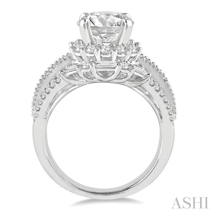 1 7/8 Ctw Diamond Semi-Mount Engagement Ring in 14K White Gold