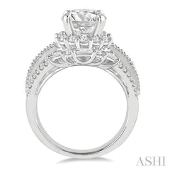 1 7/8 Ctw Diamond Semi-Mount Engagement Ring in 14K White Gold