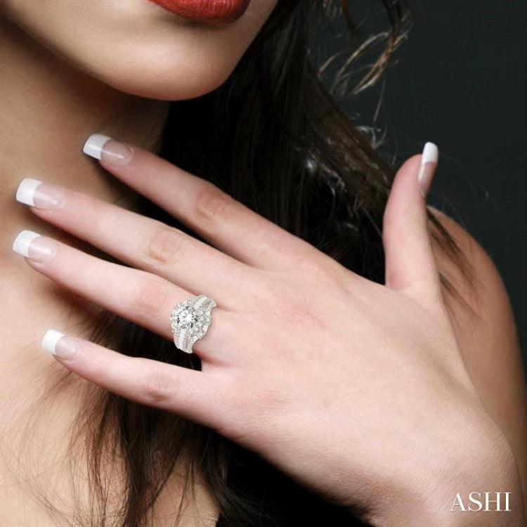1 7/8 Ctw Diamond Semi-Mount Engagement Ring in 14K White Gold