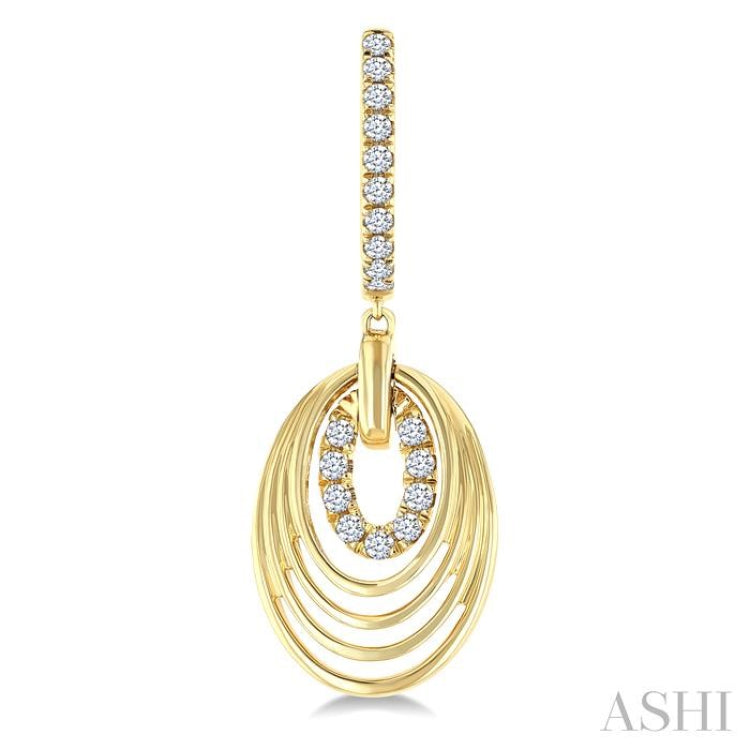 1/3 Ctw Spiral Drop Round Cut Diamond Aeris Gold Fashion earrings in 14K Yellow Gold