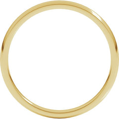 18K Yellow Gold 2 mm Lightweight Comfort-Fit Half Round Band Size 6.5