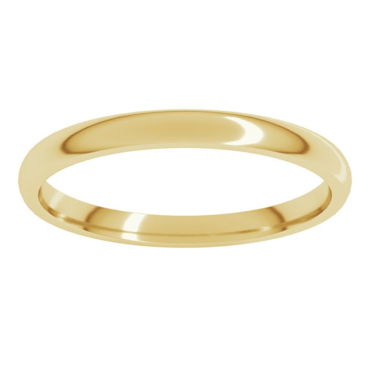 10K Yellow Gold 2 mm Lightweight Comfort-Fit Half Round Band Size 6.5