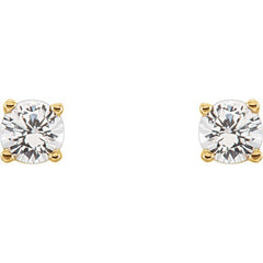 14K Yellow Gold Imitation Diamond Youth Earrings