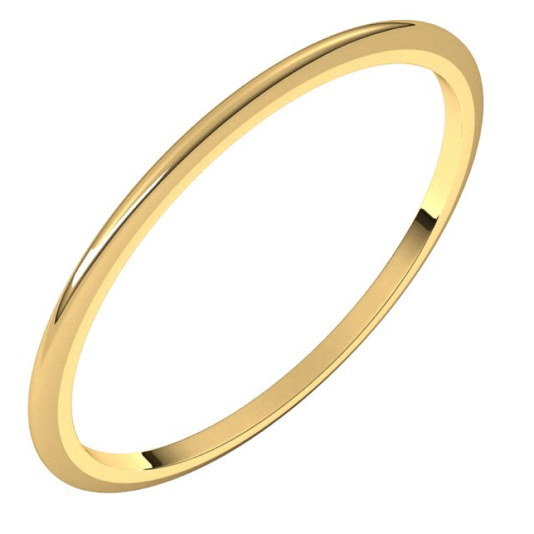 10K Yellow Gold 1 mm Half Round Band Size 7.5
