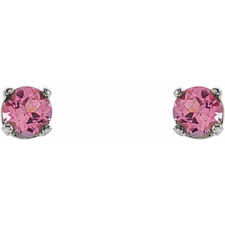 Sterling Silver Imitation Pink Tourmaline Youth Earrings