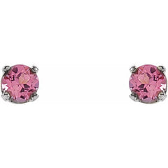 Sterling Silver Imitation Pink Tourmaline Youth Earrings