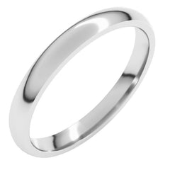 14K White Gold 2.5 mm Lightweight Comfort-Fit Half Round Band Size 7.5