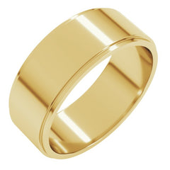 14K Yellow Gold 7 mm Stepped-Edge Flat Band Size 8