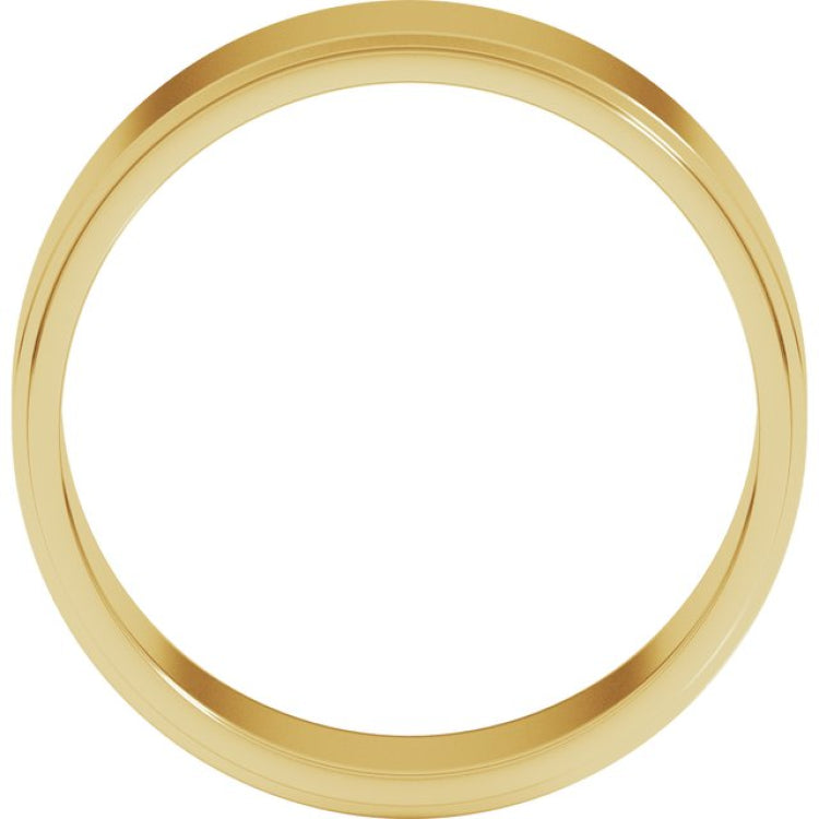 14K Yellow Gold 7 mm Stepped-Edge Flat Band Size 8