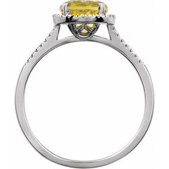 Sterling Silver Natural Citrine & .01 CTW Natural Diamond Ring