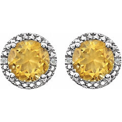 Sterling Silver Natural Citrine & .01 CTW Natural Diamond Earrings