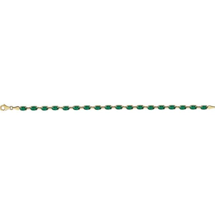 14K Yellow Gold Lab-Grown Emerald 7 1/4" Bracelet