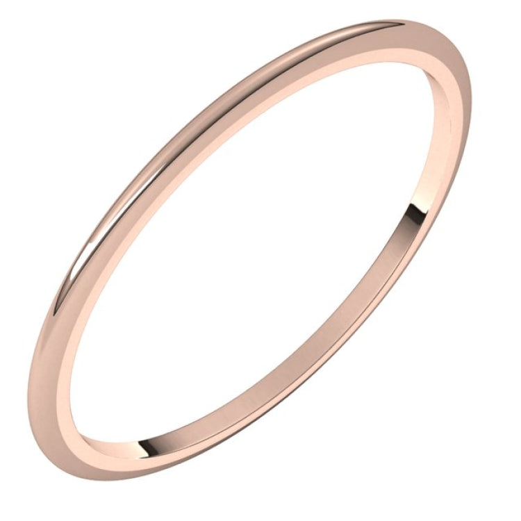 14K Rose Gold 1 mm Half Round Band Size 5