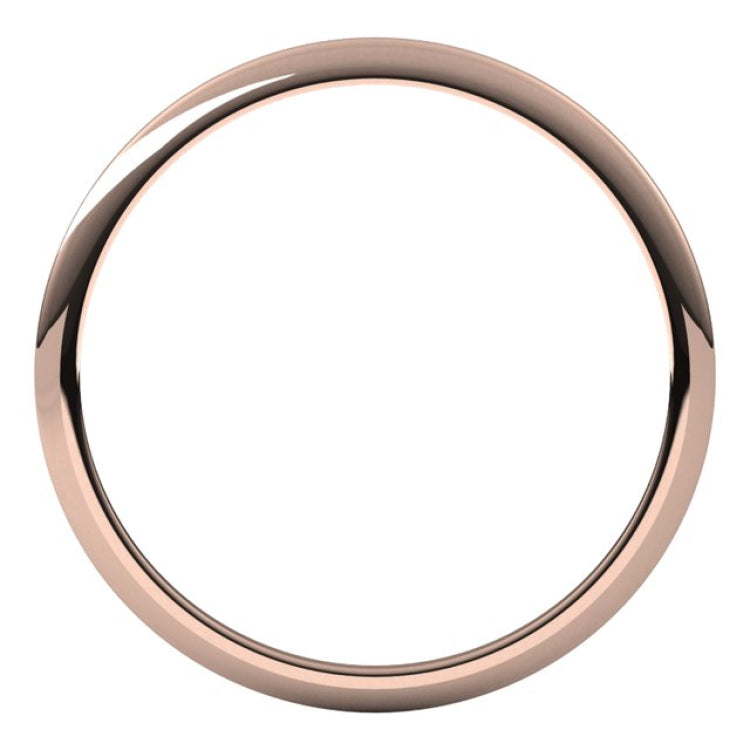 14K Rose Gold 1 mm Half Round Band Size 8.5