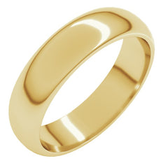 14K Yellow Gold 5 mm Half Round Band Size 11