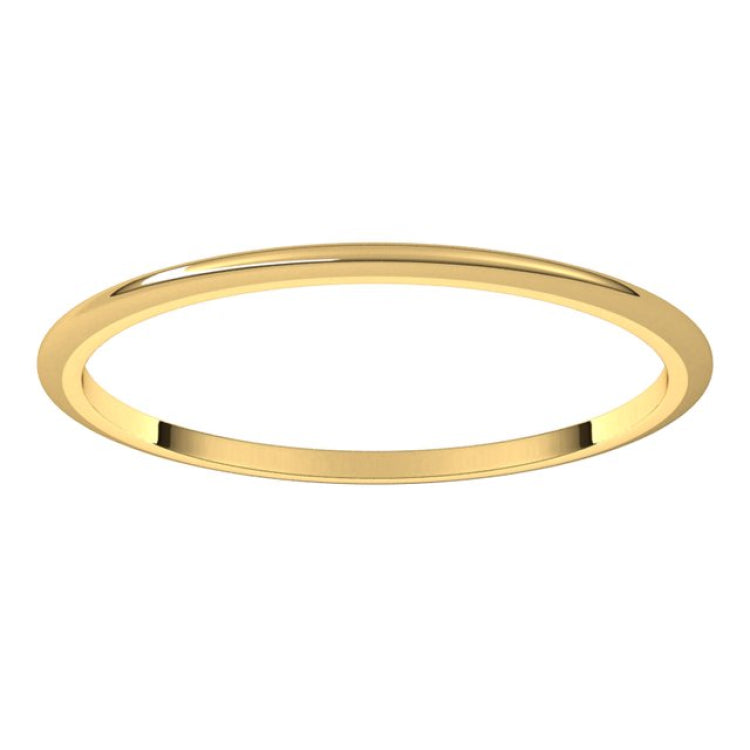 18K Yellow Gold 1 mm Half Round Band Size 6