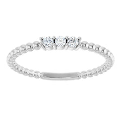 14K White Gold 1/10 CTW Natural Diamond Beaded Ring