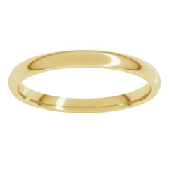 18K Yellow Gold 2 mm Lightweight Comfort-Fit Half Round Band Size 3.5