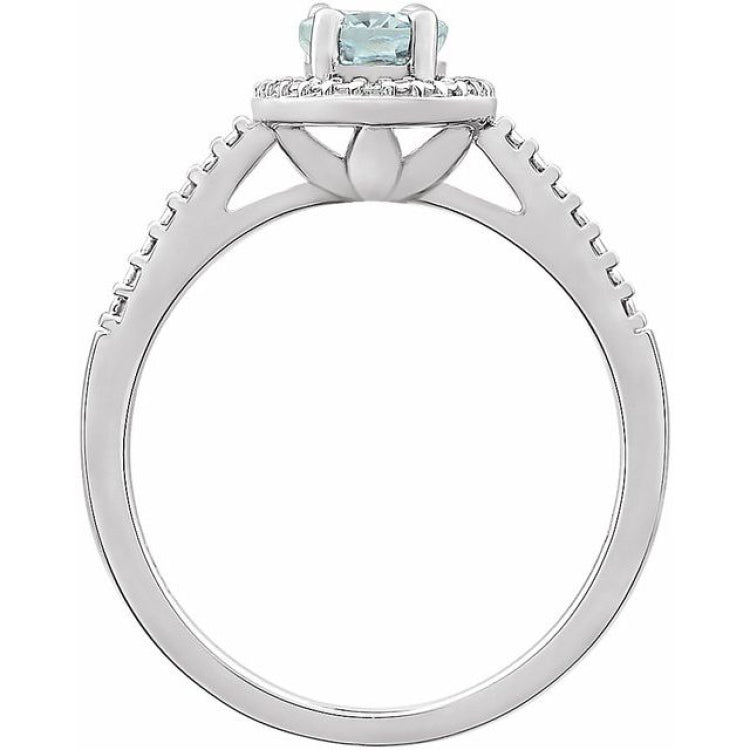 Sterling Silver Natural Aquamarine & .01 CTW Natural Diamond Ring