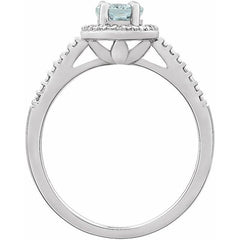 Sterling Silver Natural Aquamarine & .01 CTW Natural Diamond Ring