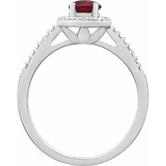 Sterling Silver Lab-Grown Ruby & .01 CTW Natural Diamond Ring